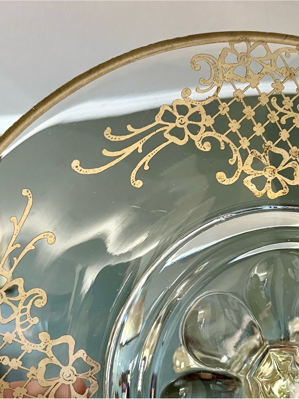 Vintage Clear Glass Swan Handle Serving Tray with Sterling Silver Floral Etching - Picture 6 of 6